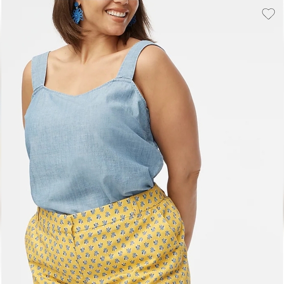 NWT J Crew Chambray squareneck tank top Size XXS - Picture 5 of 7